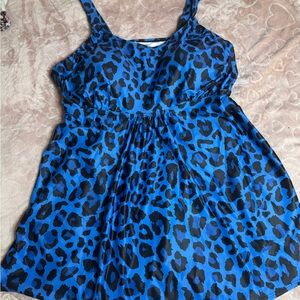 Brand New Blue Leopard Tankini Top